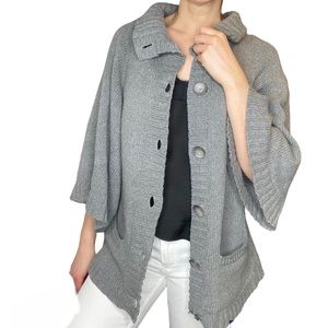 Theory Oversized Batwing Juliet Button Cardigan Grey Sweater S P/TP